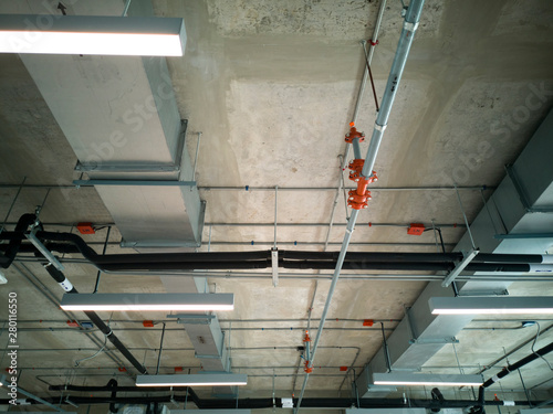 The system works on the ceiling inside the building