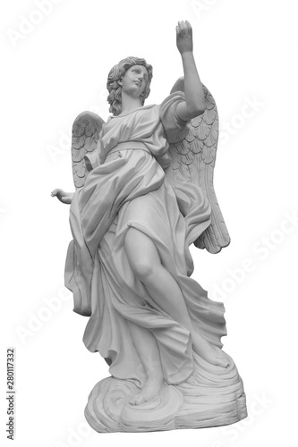 European church winged angel sculpture photo