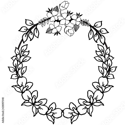 Decorative various shape frame with abstract leaf flower. Vector