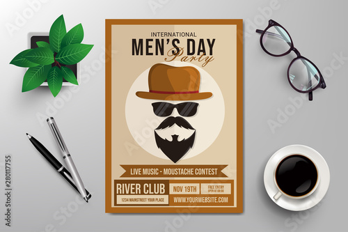 international men's day party flyer template vector
