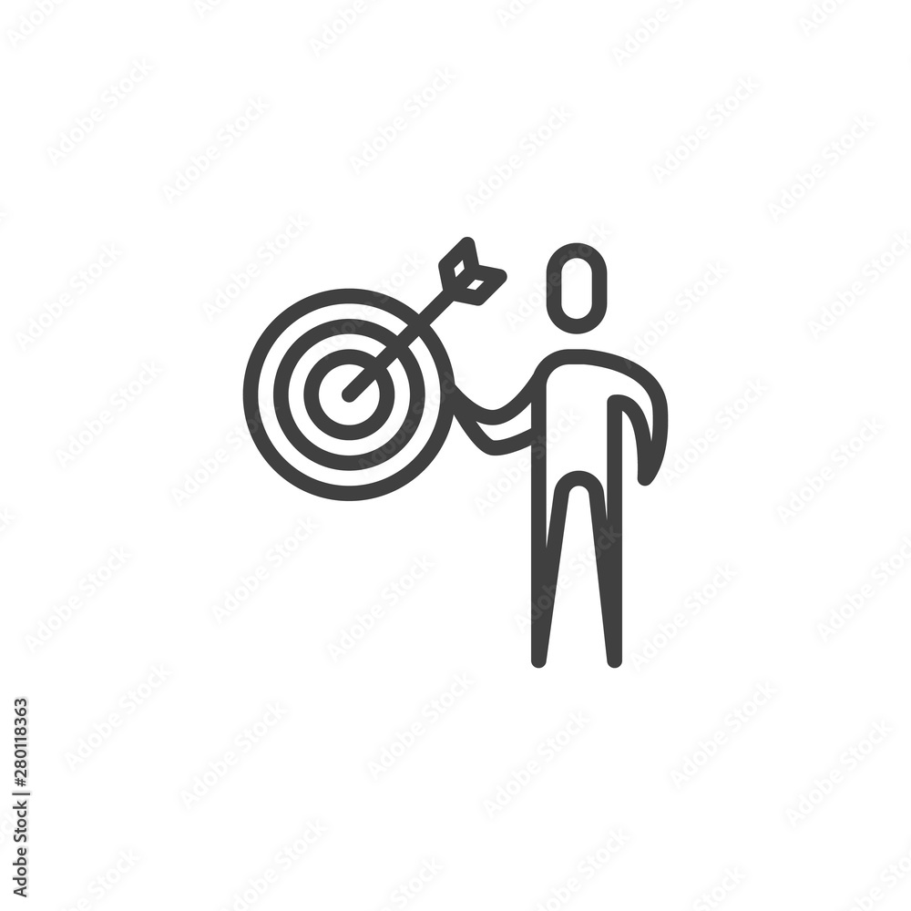 Business team line icon. linear style sign for mobile concept and web design. Man and shooting target outline vector icon. Symbol, logo illustration. Vector graphics Business team line icon. linear style sign for mobile concept and web design. Man and shooting target outline vector icon. Symbol, logo illustration. Vector graphics