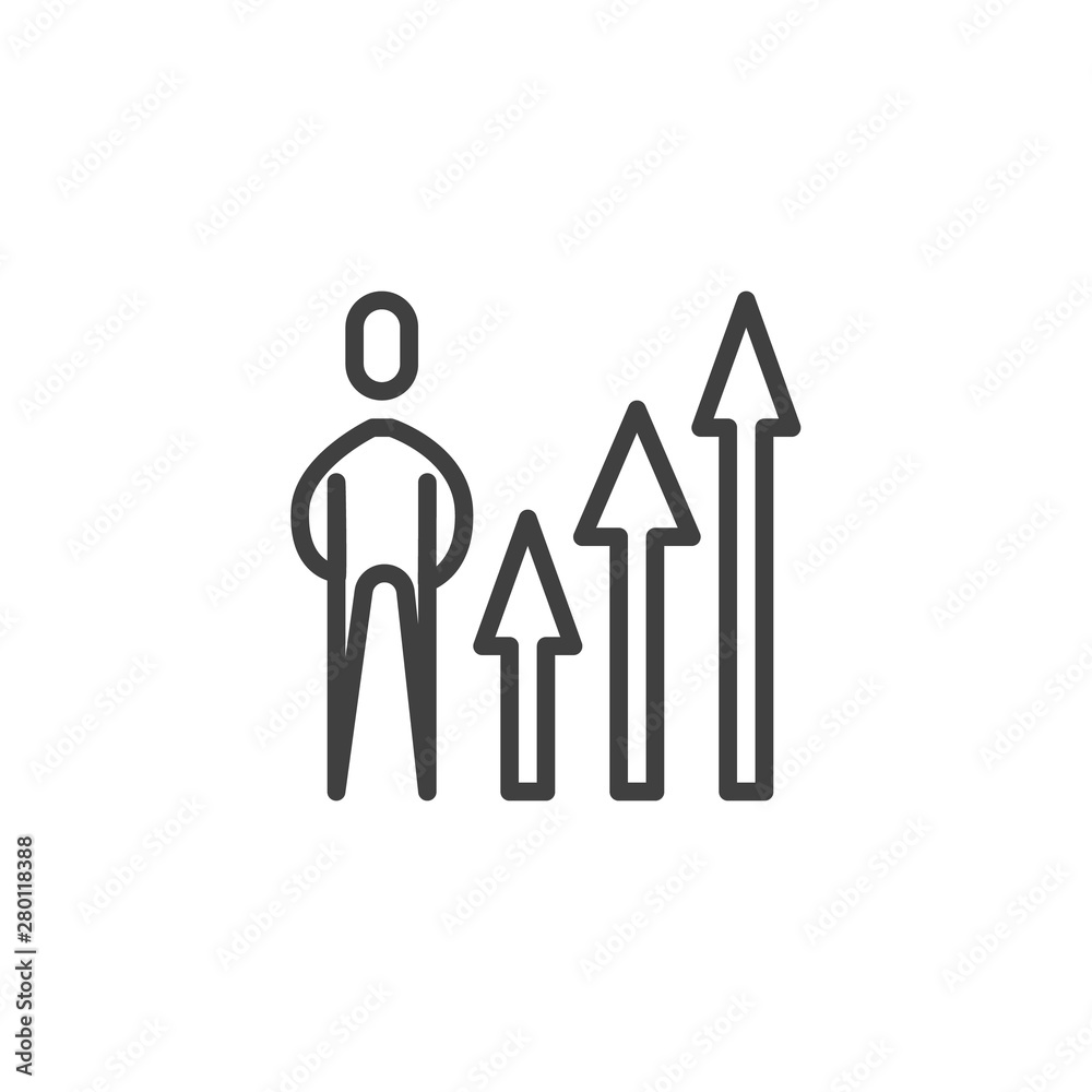 Business training line icon. Career Promotion linear style sign for mobile concept and web design. Business growth outline vector icon. Symbol, logo illustration. Vector graphics