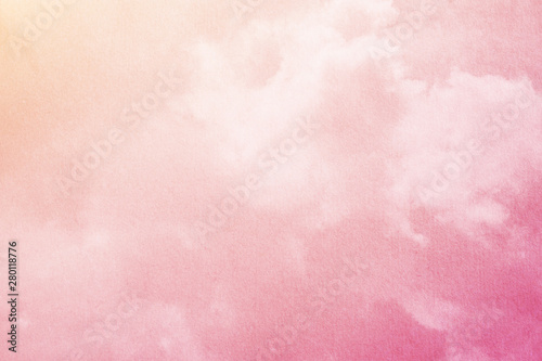 fantastic cloudy sky with pastel gradient color with grunge paper texture, nature abstract background © Ratana21