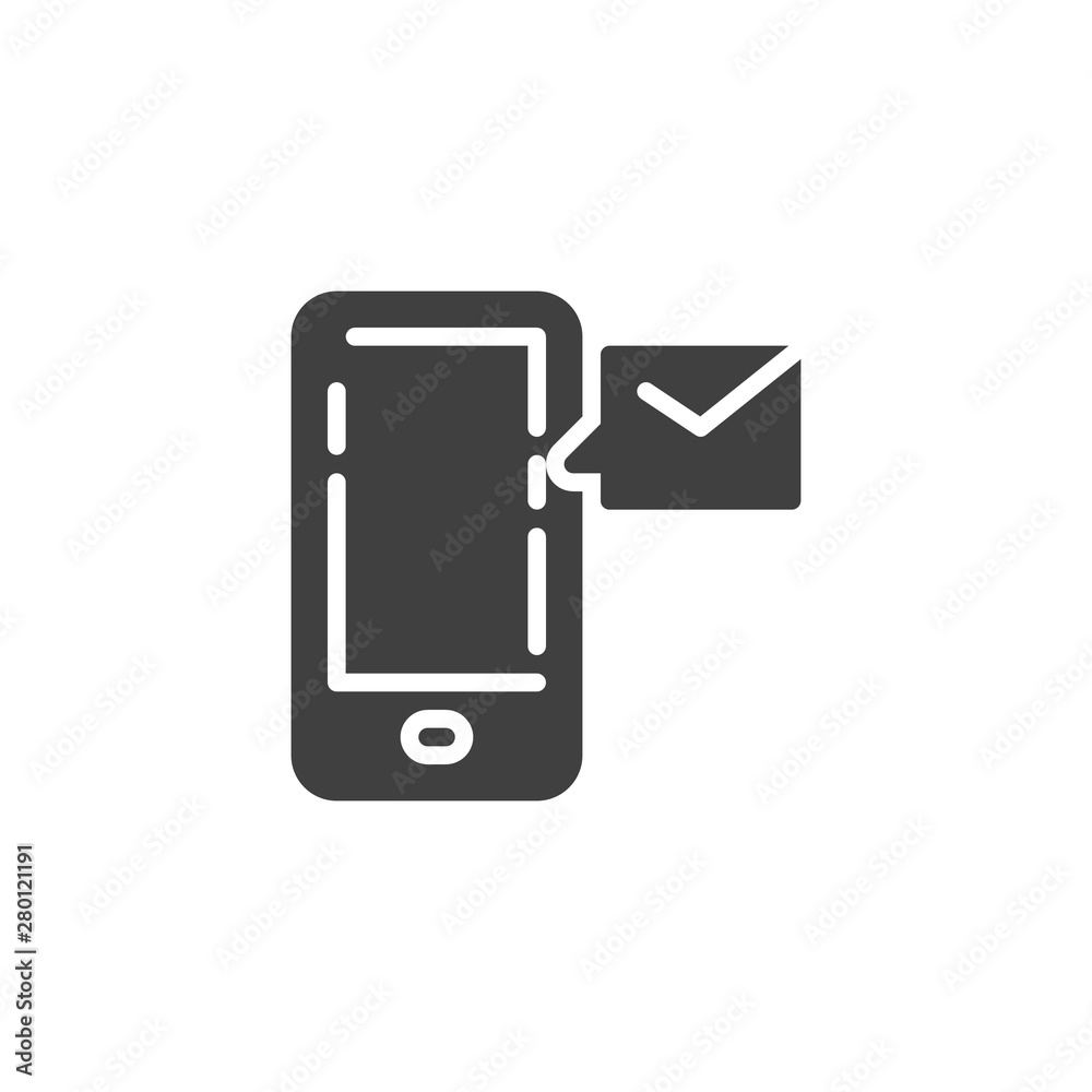 Mobile phone message vector icon. Cellphone with envelope filled flat sign for mobile concept and web design. Smartphone mail glyph icon. Symbol, logo illustration. Vector graphics Mobile phone message vector icon. Cellphone with envelope filled flat sign for mobile concept and web design. Smartphone mail glyph icon. Symbol, logo illustration. Vector graphics