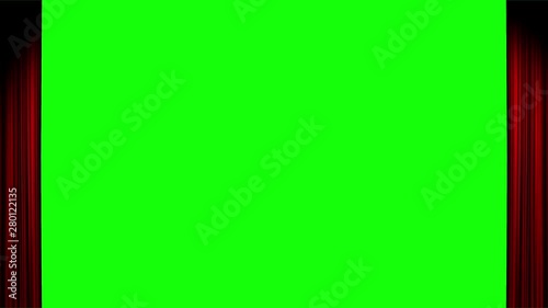 Red curtain opening Both Ends with green screen