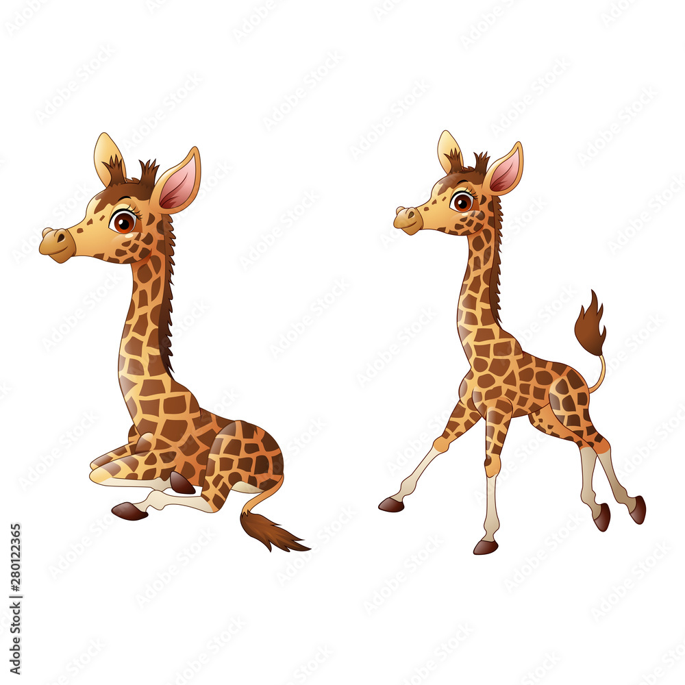 Obraz premium Cute giraffe cartoon illustration collections