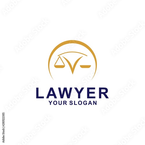 justice law logo design template. attorney logo with pillar and star shape illustration