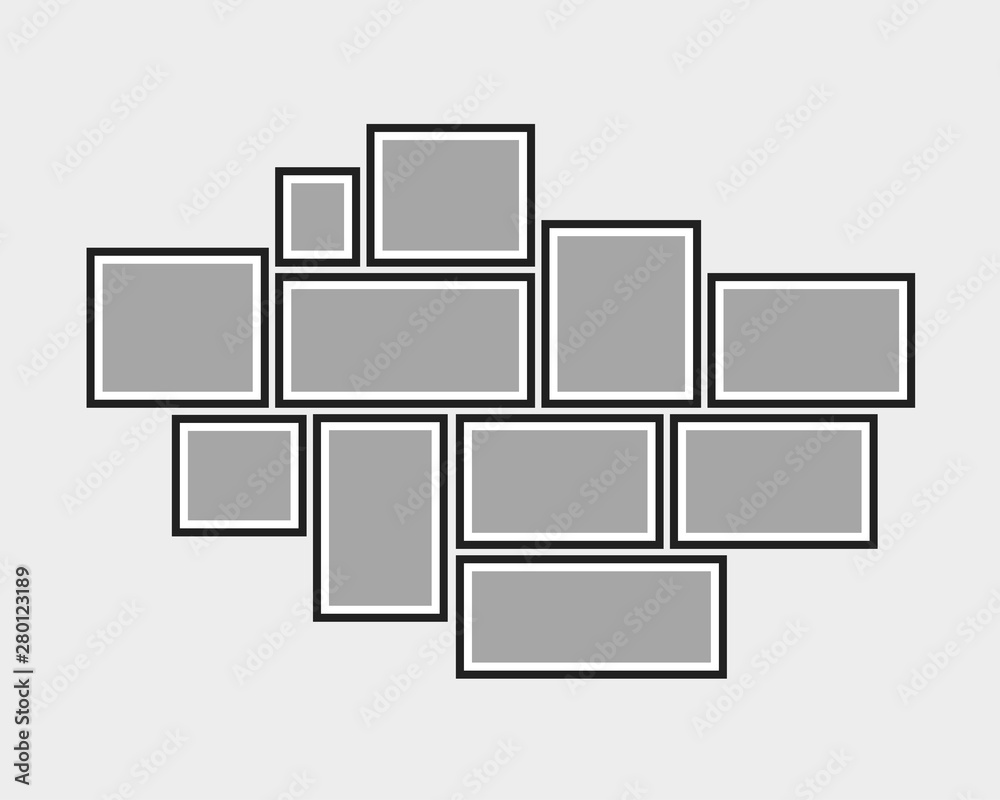 Vector empty collage eleven frames, photos, parts. Vector empty collage eleven frames, photos, parts.