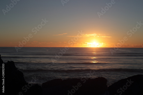 Twilight sunset on Pancake Rocks near Punakaiki  New Zealand