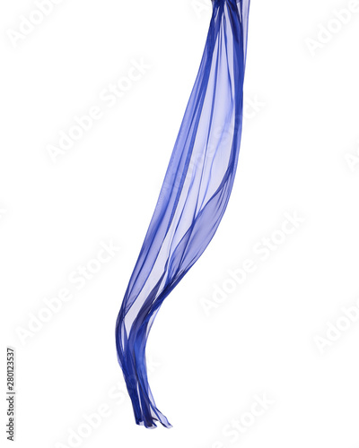 Blue fabric flying in the air  isolated on white background with clipping path.