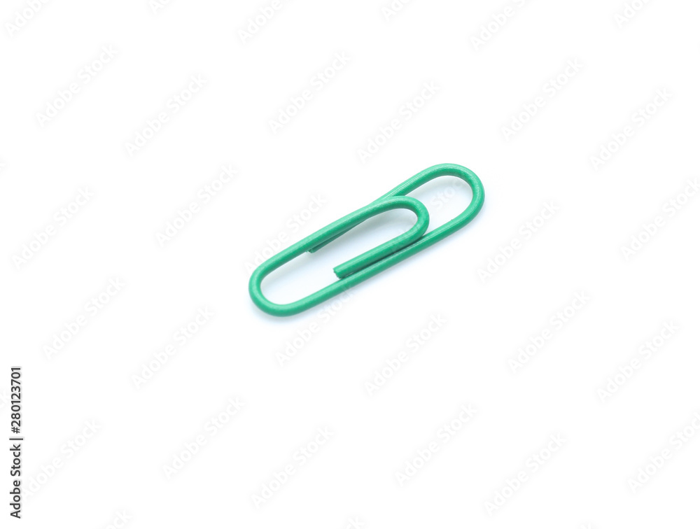 color paperclips on a white background