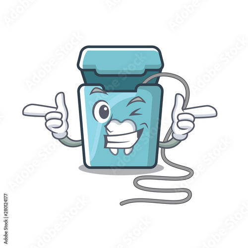 Wink dental floss in the cartoon shape