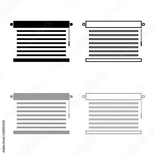 Jalousie Metal window jalousie for office Louvers icon outline set black grey color vector illustration flat style image