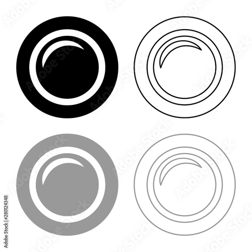 Camera lens photo equipment icon outline set black grey color vector illustration flat style image