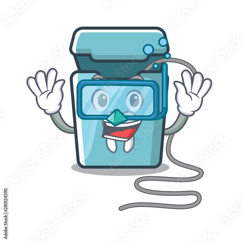 Diving dental floss in the cartoon shape