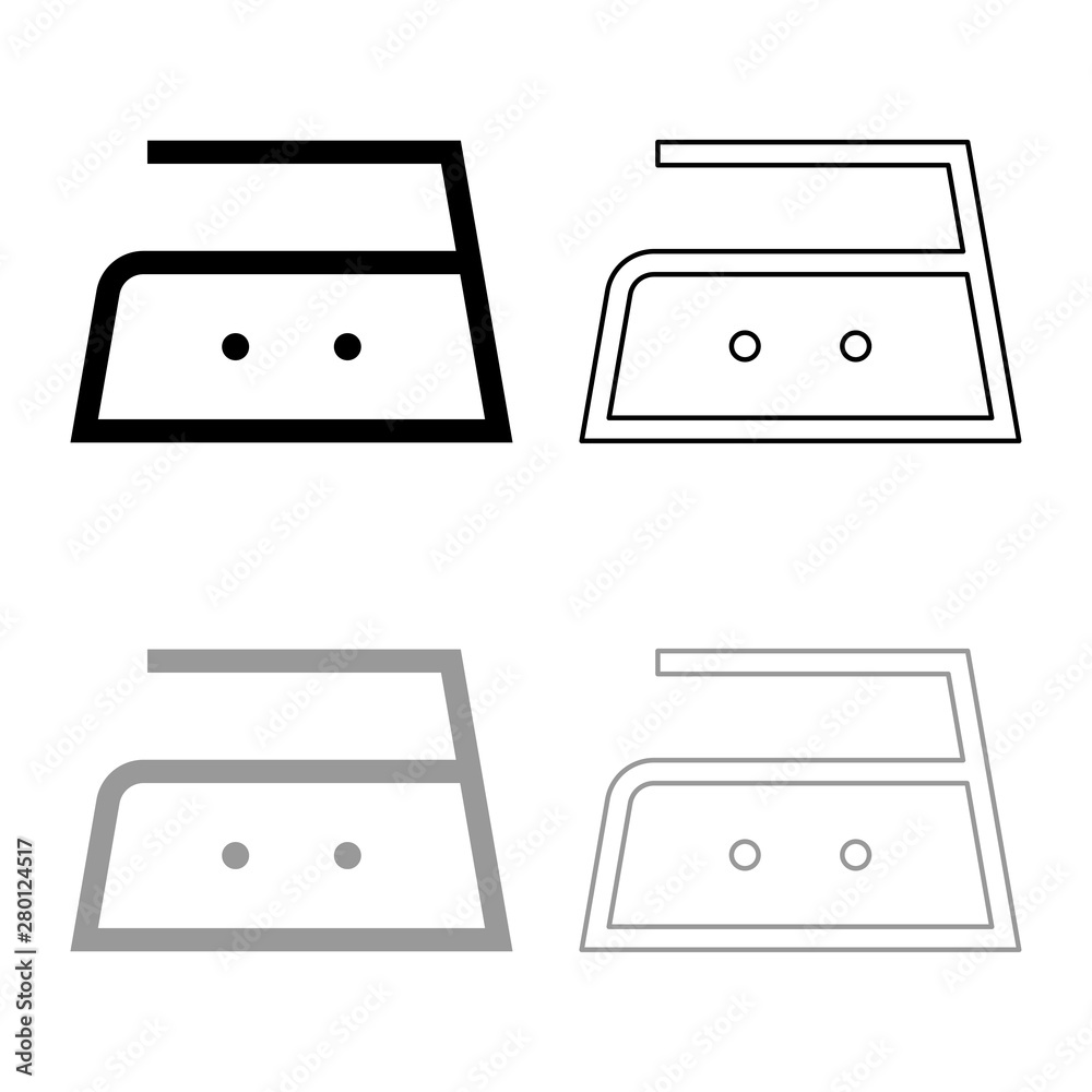 Ironing is allowed middle temperature to one hundred and fifty 150 degrees Clothes care symbols Washing concept Laundry sign icon outline set black grey color vector illustration flat style image Ironing is allowed middle temperature to one hundred and fifty 150 degrees Clothes care symbols Washing concept Laundry sign icon outline set black grey color vector illustration flat style image