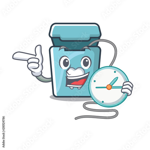 With clock dental floss in the cartoon shape