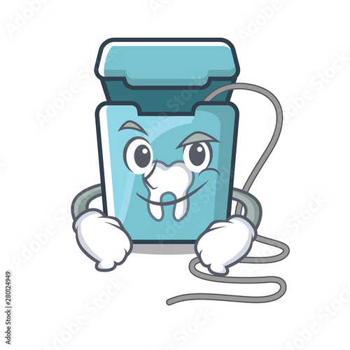 Smirking dental floss in the cartoon shape