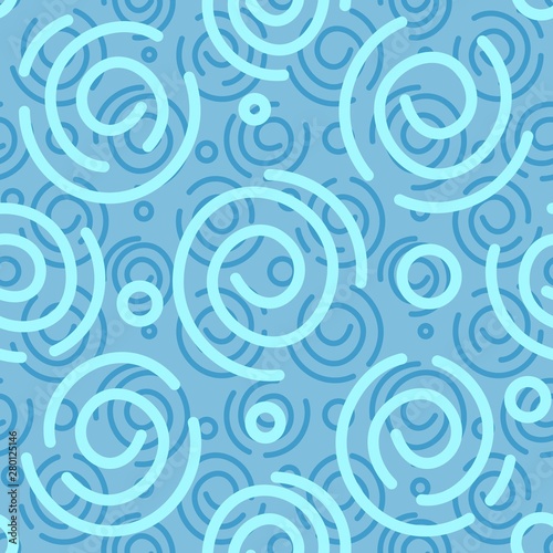 Abstract light blue and white spiral background. Vector seamless pattern. Simple design. Seamless vector texture. Paper art design. Geometric print. Space background. Pattern in vintage style