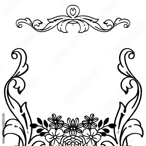 Decoration of flower frame, ornament of card, wallpaper design. Vector