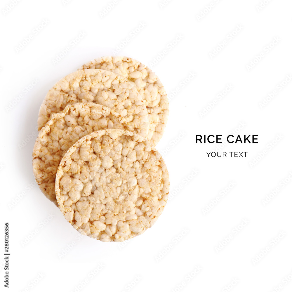 Creative layout made of rice cakes on the white background. Flat lay. Food concept. Creative layout made of rice cakes on the white background. Flat lay. Food concept.