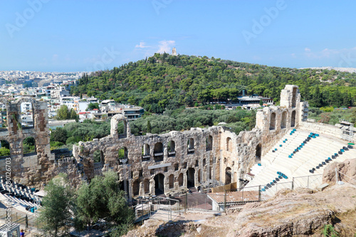 The famous Herod Atticus Odeon theatre on the western end on the south slope of the Acropolis of Athens greece