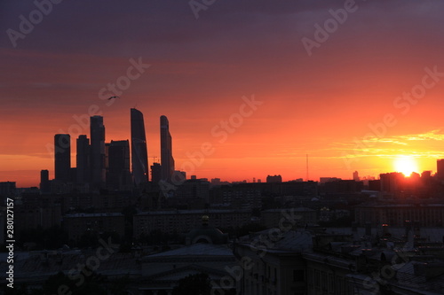 Colourful sunset in Moscow