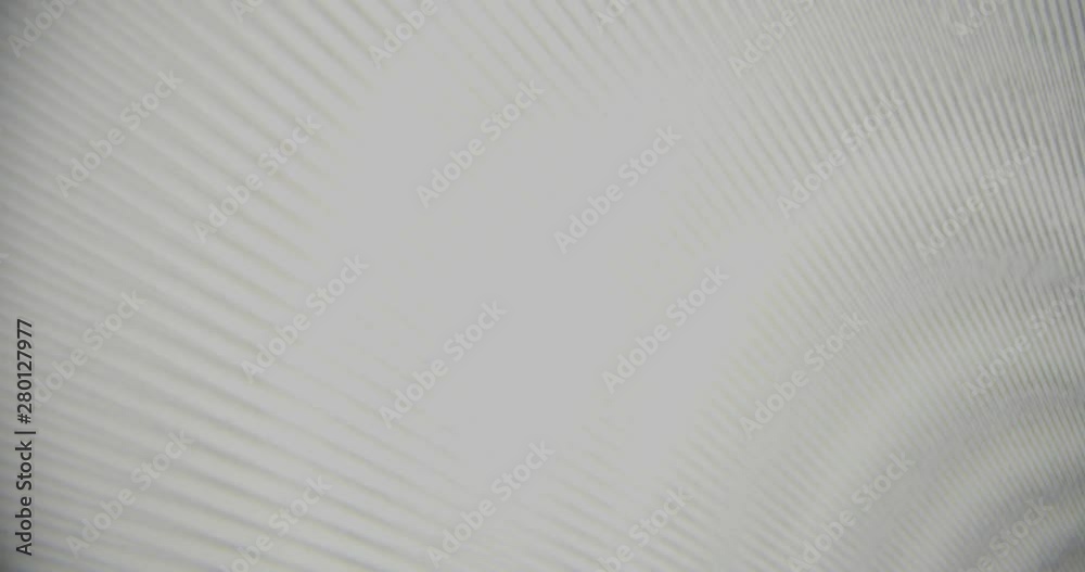 Two pieces of printed plastic sheets forming abstract moiré patterns. Static wide shot.