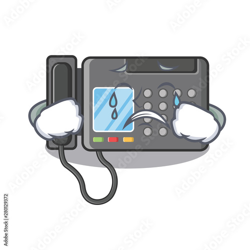 Crying fax machine above the cartoon table