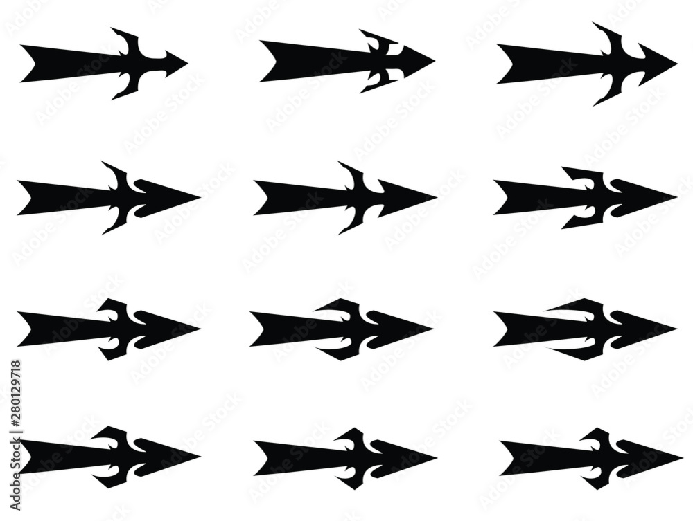 Stylized black vector arrow set