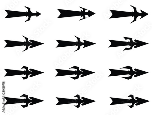 Stylized black vector arrow set