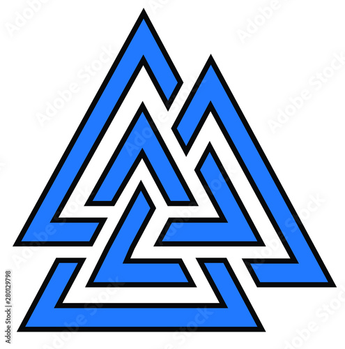 Valknut symbol logo blue colored