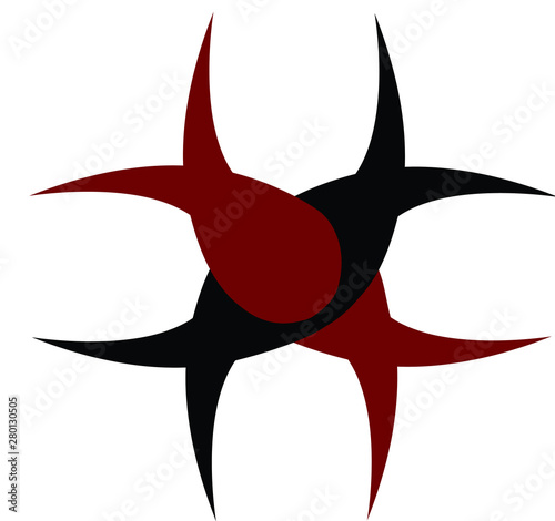 Abstract spiked vector red and black wild danger symbol icon logo
