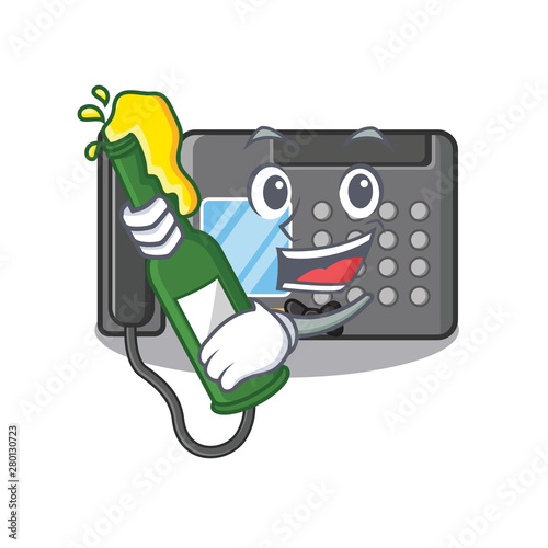 With beer fax machine stuck the cartoon wall