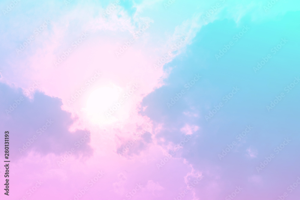 Sun and cloud background with a pastel colored