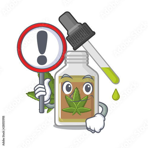 With sign hemp oil in the character bottle