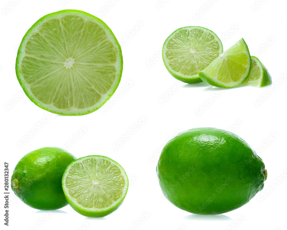 Lime isolated on white background (set  mix   collection)