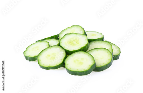 cucumber slices on white background