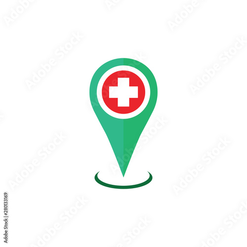 pin location hospital icon of vector.