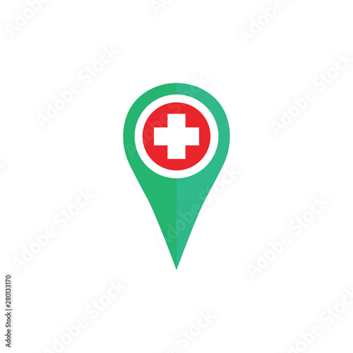 pin location hospital icon of vector.