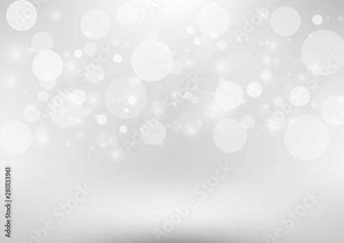 Bokeh white and grey color background. Blur bright abstract background. Vector. Illustration.