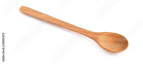 Wooden spoon isolated on white background clipping part.