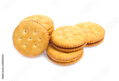 Sandwich cracker on white background