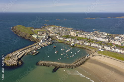 Fototapeta Naklejka Na Ścianę i Meble -  Portrush harbour marina beach and town, Northern Ireland