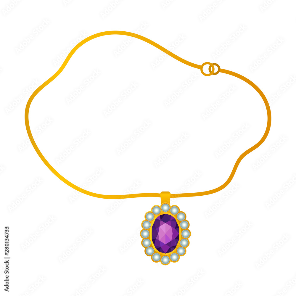 Pendant on a gold chain. Vector illustration on white background. Pendant on a gold chain. Vector illustration on white background.