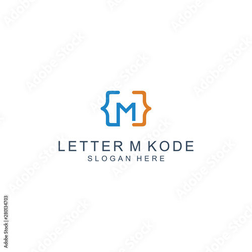 letter m code logo template icon design - vector