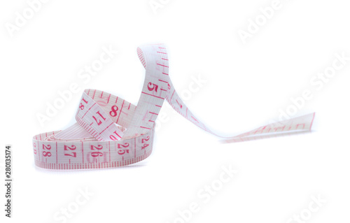 white tape measuring isolated on a white background