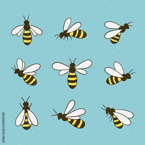 Bee icons set.