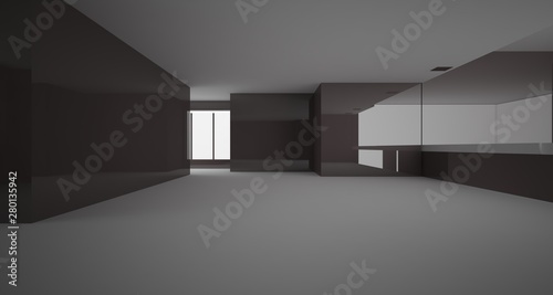 Wallpaper Mural Abstract architectural white and brown gloss interior of a minimalist house with large windows.. 3D illustration and rendering. Torontodigital.ca