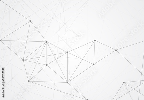 Abstract connecting dots and lines with geometric background. Modern technology connection science, Polygonal structure background. Vector illustration